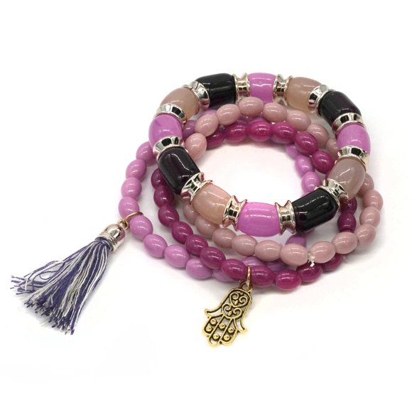 Bracelet with 4 stands and charm plus tassel. OS - Picture 2 of 3